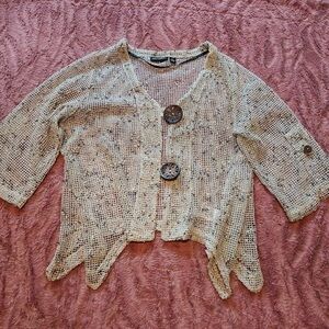 Nina Leonard Textured Knit Cardigan with Decorative Button
